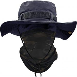 Chapeau De Soleil Hommes À Large Bord Camo Chapeau Homme Visage Écharpe Camouflage Militaire Armée Chapeau Seau Safari Chapeaux De Randonnée Chasse Maille Plage Cap.[Z115] - Neuf