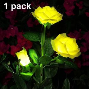 Fleur de rose Lumière solaire Chemin extérieur Décoration de jardin Lumière Fleurs solaires Jardin Piquet Lumières - Neuf