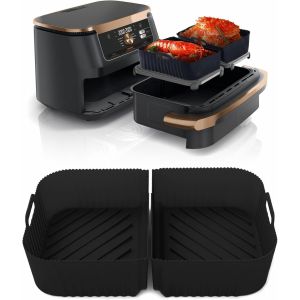 APLU-Moule Air Fryer Pour Ninja Af500Eu Moule Silicone Air Fryer Réutilisable Pour Ninja Foodi Flex Accessoire Friteuse Moule (Noir,2Pcs 5.2L) - Neuf