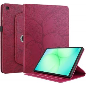 LORANKA-Coque pour Galaxy Tab A11 8.7" 2025 SM-X133 SM-X135 &Eacute;tui Support Rotatif &agrave; 360 Degr&eacute;s PU Cuir Housse de Protection avec Porte-Pencil pour Samsung Galaxy Tab A11 2025 8.7 Pouces Rouge - Neuf