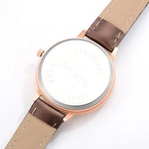 Gaiety Simple Rose Gold Cadre Pu Bracelet En Cuir Cadran Montre Analogique Quartz Montre-Bracelet (Blanc) - Neuf