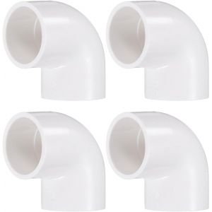 Kalanka-4pcs Coude À 90 Degrés Raccord De Tuyau 3/4"" 2 Voies Pvc Qualité Meubles Connecteur D'angle Sortie Latérale Pour Égout Plomberie Tuyau De Drainage Alimentation Construction, Blanc - Neuf