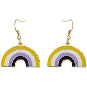 Kal-Boucles D'oreilles Pendantes En Forme D'arc-En-Ciel Non Binaire Pride Gay & Lesbienne Lgbt Bijoux Arc-En-Ciel, Fer - Neuf