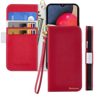 Maa-Coque Pour Samsung Galaxy A50/A30s Rabat,Housse Samsung A50s Clapet,Portefeuille Etui Avec Fonction Support Et Porte-Carte,Litchi Texturé Cuir/Antichoc Flip Cover Case.Rouge - Neuf