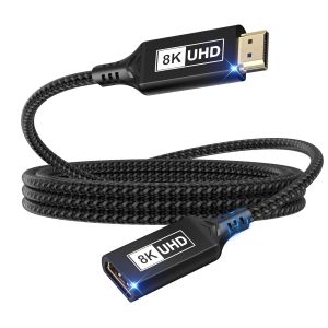 C&acirc;ble d'extension HDMI,0,5m 8K@60Hz 4K@120Hz/144Hz c&acirc;ble HDMI 2.1,48 Gbit/s m&acirc;le vers femelle ultra-haut d&eacute;bit UHD eARC HDCP 2.3 HDR10+ dynamique compatible avec les cl&eacute;s TV les HD la PS5 PS4 (noir) - Neuf