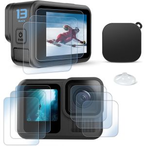 Ensemble de protections en verre trempé pour Go Pro Hero 13 Noir Protection avant et arrière en verre trempé ultra transparent + Protecteur d'objectif - Ensemble de+ Cache d'objectif - Neuf