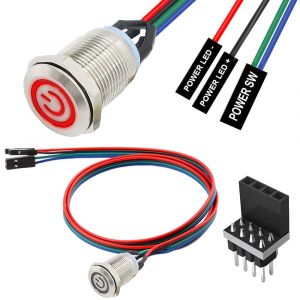 Câble de bouton métallique hôte de commutateur de châssis de 12 mm,boîtier PC,bouton d'alimentation LED,alimentation ATX marche/arrêt,avec 1 à 2 répartiteurs (rouge) - Neuf