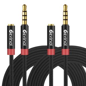 BHHBB-Lot de 2 câbles d'extension TRRS 3,5 mm pour casque audio stéréo 3,5 mm femelle 4 pôles vers mâle, connecteur audio stéréo mini-jack 3 m - Neuf