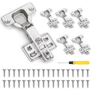 6 Pi&egrave;ces 35mm Charni&egrave;re Porte Placard, 110 Degr&eacute;s Charni&egrave;re Amortisseur, Charni&egrave;res avec 36 Vis et Tournevis Double T&ecirc;te, Charni&egrave;res Meuble pour Placard Armoire - Neuf