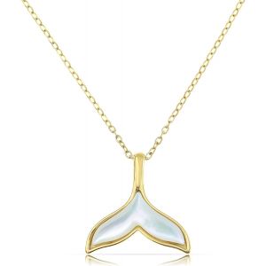 Kal-Collier Pour Femme Fabriqué Par Nami - Or Ou Argent - Avec Pendentif En Nacre - Étoile Et Lune - En Acier Inoxydable Chirurgical Hypoallergénique - Étanche - Bijou D'amitié - Neuf