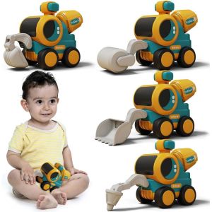 KAJGL-4 Pièces Véhicules De Chantier Jouets Enfants,Press And Go Voiture Jouet,Jouets Friction Véhicules,Véhicules De Construction Pour Tout-Petits,Cadeau Pour Enfants Garçons Filles 1 2 3 4 Ans - Neuf