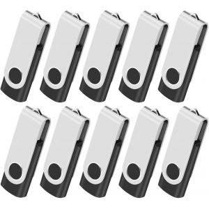TRAHOO-Cl&eacute; USB 8Go Lot de 10 Clef USB 2.0 M&eacute;moire Stick Lecteur USB Flash Drive Stockage Rotation Disque Pendrive pour Ordinateur Portable/PC/Voiture (Noir) - Neuf