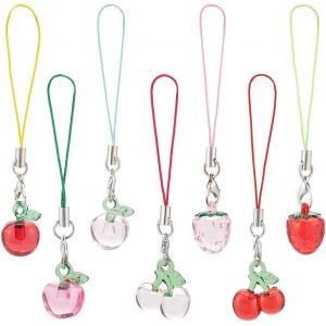 Kal-7pcs Fruit Pendentif T&eacute;l&eacute;phone Charme, Pendentif De Sac Cordons D'ornement Sangle De Charme De T&eacute;l&eacute;phone Pour &Eacute;tuis De T&eacute;l&eacute;phone, Des Sacs, Cl&eacute;s Ou Tout Autre, Longueur 88mm - Neuf