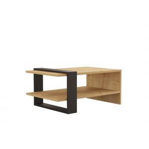 Table Basse en bois "Yonca" - 50 x 80 x 35 cm - Anthracite, Ch&ecirc;ne - Neuf