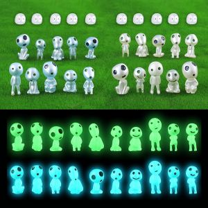 Mevronisshop-30 Pcs R&eacute;sine Princesse Mononoke Figurine, Luminous Kodama, Lumineux Figurines Elfes Des Arbres, Arbre Elfe, Kodama Phosphorescent, Pour Micro Paysage Jardin Patio (Bleu+Vert) - Neuf
