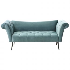 Chaise Longue Nantilly Velours Bleu Paon - Neuf