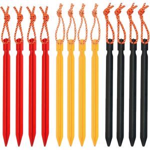 Eryi-Piquet De Fixation Pour Tente Camping Sardines 12pcs 18cm Piquets De Fixation Au Sol Pour Bivouac - Troue Piquet Et En Alliage D'aluminium (Couleurs) - Neuf