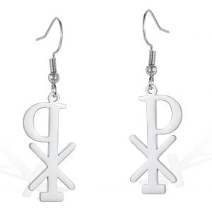 Kal-Boucles D'oreilles Chi Rho Christ Christogramme Alpha Omega Px Xp Symbole Pendantes Boucles D'oreilles Créoles Jésus Croix Chrétienne Bijoux Religieux Cadeau Pour Femme - Neuf
