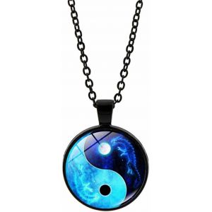 Kal-1 Collier Taichi Bff - Collier Soleil Et Lune - Pour Meilleurs Amis Et Amoureux - Cadeau Noir, Acier Inoxydable - Neuf