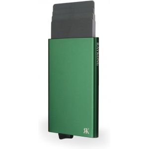 CAUC-Porte-Cartes en m&eacute;tal Homme et Femme avec Bloc RFID | Porte-Cartes de cr&eacute;dit Automatique Pop-up | Portefeuille Porte-Cartes en Aluminium antivol | Style Minimaliste, Bleu, Minimaliste - Neuf