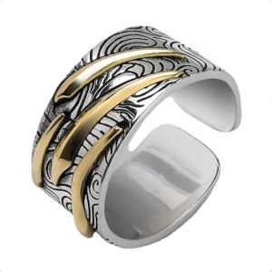 Bague En Argent Pour Homme, Anneau Ouvert Réglable Meteor, Anneau De Pouce Réglable, Bijoux Vintage Simples Pour Hommes Et Adolescents - Neuf