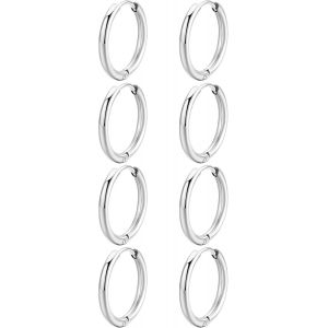 Kalhx-4 Paires Boucles D'oreilles Créoles Pour Femme,14k Plaqué Or Boucles D'oreilles Creoles,Hypoallergénique Creole Argent - Neuf