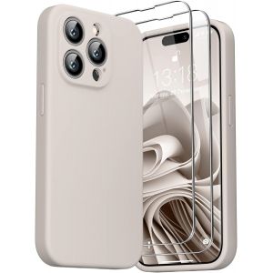 3 en 1 Coque iPhone 14 Pro Silicone Liquide 6.1"" avec 2 Verre Tremp&iquest;&iquest;, iPhone 14 Pro ?tui Protection Pr&iquest;&iquest;cise de Cam&iquest;&iquest;ra [R&iquest;&iquest;sistant aux Rayures] Antid&iquest;&iquest;rapant Case, Gris Pierre - Neuf