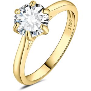 1-3ct Classique Cubic Zirconia Bague Taille Rond Solitaire Pierre Argent Massif 925 Femme,Plaqué Or Jaune Or Rose Bague Diamant Simulé Fiançailles Mariage,Ensemble Bijoux Femme Mariee.[Y109] - Neuf