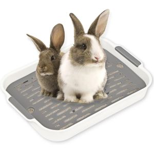 Bac À Litière Pour Lapin,Bac À Litière Pour Lapin,Litière,Grand Coin De Toilette Pour Petits Animaux,Lapins,Cochons D'inde (Blanc/Gris) - Neuf