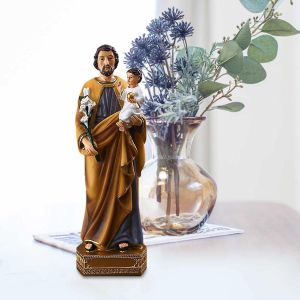 Runnerequipmentdécoration Catholique Dieu Statue Fabriqué À La Main Éco-Responsable Résine Saint-Joseph Et Enfant Je - Neuf