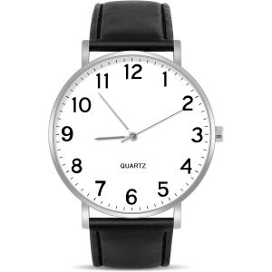 Eryi-Montre Homme, Montres Analogiques À Quartz, Montres D'affaires Avec Bracelet En Cuir Cadran Numérique, Faciles À Lire, Montres-Bracelets Cadeau Élégant Pour Homme Père Amis Fête Des Pères - Neuf