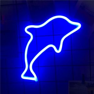 Néon Led Pour Décoration Murale, Alimenté Par Usb Ou Par Batterie, En Forme De Dauphin, Pour Chambre D'enfant Ou De Fille - Neuf
