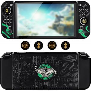 Eryi-Coque Compatible Avec Switch Oled,Étui De Protection Souple Avec Joy Con Cover Et Protège-Pouce,Cool Dockable Switch Coque Étui Absorption Des Chocs Cover De Protection-Parapente Vert - Neuf
