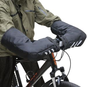 Gant de Protection Thermique pour Guidon Avec Bande R&eacute;fl&eacute;chissante, Doublure Polaire Chaude Anti-Vent, Protection Renforc&eacute;e Contre Le Froid, Universel Scooter/Moto/V&eacute;lo, Universel - Neuf