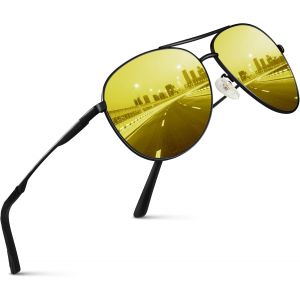 Kalanka-Lunettes Conduite De Nuit Pour Homme Et Femme Polaris&eacute;es Lunette Vision Nocturne Anti-&Eacute;blouissement Pilote R&eacute;tro Jaune Surlunettes Uv400 Ultral&eacute;g&egrave;res Unisexes - Neuf