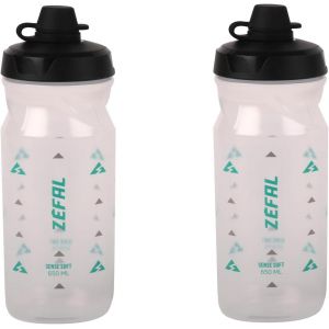 Kal-Pack Sense Soft 65 No-Mud - Lot De Deux Bidons Velo Et Vtt - Gourde Sport Souple Et Inodore - Bidon Eau Sans Bpa - Tetine Silicone - Translucide, 2 X 650 Ml - Neuf