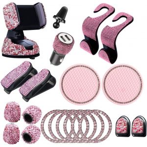 Lot de 20 Accessoires de Voiture Bling-Bling pour l'int&eacute;rieur des Femmes - Accessoire de Voiture Bling Accessoires de Voiture pour Femmes - Support de t&eacute;l&eacute;phone Portable Bling-Bling - Neuf