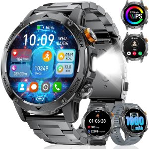 Montre Connectée Homme, Appel Bluetooth Et Assistant Vocal, Batterie 1000 Mah, Lampe Torche Led, Grand Écran 1,75"", 100+ Modes Sportifs, Smartwatch Pour Android Ios, Noir Gris[Z1174] - Neuf
