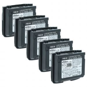vhbw 5x Batterie compatible avec Vertex Yaesu VX-6E, VX-6, VX-7E, VX-5RS, VX-7R, VX-5E, VX-6R, VX-5R radio talkie-walkie (1400mAh, 7,4V, Li-ion) - Neuf