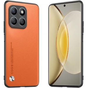 Kal-&Eacute;tui Adapt&eacute; &Agrave; Honor 200 Smart/Honor X7c (6.8""), Housse Coque En Cuir M&eacute;tallique De La S&eacute;rie Code - Orange - Neuf