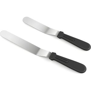 KALANKA-Spatule &agrave; P&acirc;tisserie, 2 Pcs Spatule Coud&eacute;e en Acier Inoxydable, Spatules Coud&eacute;es Patisserie, pour G&acirc;teaux, Cr&ecirc;pes, D&eacute;coration et Lissage avec Manche Ergonomique Antid&eacute;rapant - Neuf