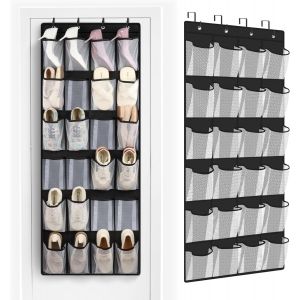 Kgabery-Rangement Chaussures Suspendue,Sac De Rangement Suspendu Avec 24 Poches,Rangement Suspendue Sur La Porte,Avec Crochets Métalliques,Pour Chambre À Coucher,Salle De Bain - Neuf