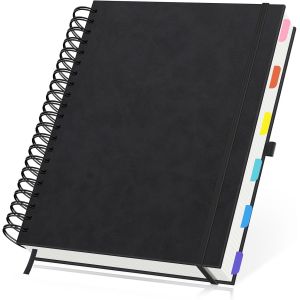 Carnet Spirale A4-1 Pc Carnet De Notes Quadrillé 28.5x21.6cm-240 Pages/120 Feuilles Bloc Note A4 Cuir Pu-100gsm Cahier Petits Carreaux 5mm-Noir Notebook Voyage Couverture Rigide - Neuf