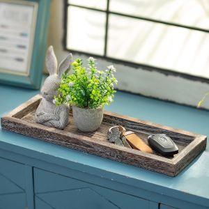 Kalanka-Plateau À Bougies Décoratif Rustique En Bois ¿ 43,2 Cm De Long Et Étroit ¿ Petit Plateau Rustique Pour Table Basse, Centre De Table, Salle À Manger, Cuisine, Comptoir, Décoration D'intérieur, - Neuf