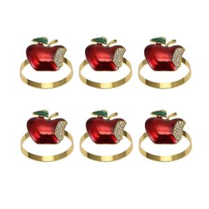 Ronds de serviette lot de 6,rond de serviette pomme rouge pour mariage,dîner - Neuf