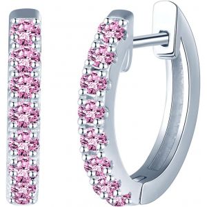 Kal-Boucles D'oreilles Créoles En Argent 925 Pour Femme - 12 Mm - Taille Moyenne - Oxyde De Zirconium - Cadeau Pour Femme, Petite Amie, Adolescente, Anniversaire, Fête Des Mères, Mariage, Noël - Neuf