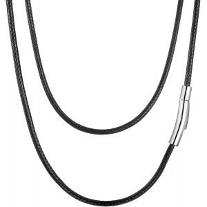 Kal-Cordon Collier Pour Pendentif Collier Cuir Homme 2mm/3mm Chaine Noir/Brun Colliers Cuir Fermoir Acier Inoxydable Waterproof Bijoux Homme 40/45/50/55/60/65/70/75 Cm - Neuf