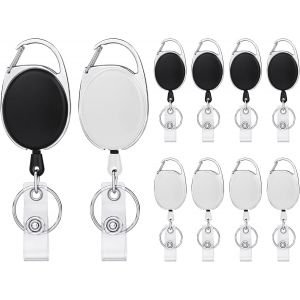 Porte Badge, 2Pcs Porte-clés Retractable, 65cm Enrouleur Retractable avec Ressort Renforcé et Cordon Résistant Pour Carte D'Identité, Bureau, école, Clés (Noir) - Neuf