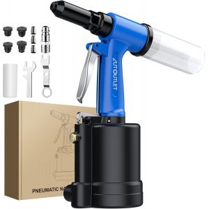 MEVRONISSHOP-Riveteuse Pneumatique Robuste Ergonomique avec 1408kgf pour Rivet Acier Inox 2,4mm 3,2mm 4mm 4,8mm Pistolet &agrave; Riveter Kit pour La D&eacute;coration La Voiture La Conteneurs La Bagages La Machin - Neuf