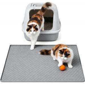 Kalanka-Tapis De Liti&egrave;re Pour Chat En Silicone De Qualit&eacute; Alimentaire, Grand Format 86x56cm, Imperm&eacute;able Et R&eacute;sistant &Agrave; L'urine, Facile &Agrave; Nettoyer, Tapis Anti-D&eacute;rapant Pour Sol Avec Bord Sur&eacute;lev&eacute; (Gr - Neuf